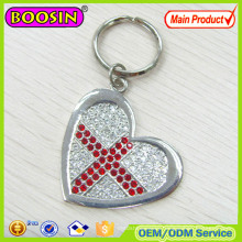 Lover′s Gift! Enamel Lucky Crystal Heart L Love You Keychain with Keyring